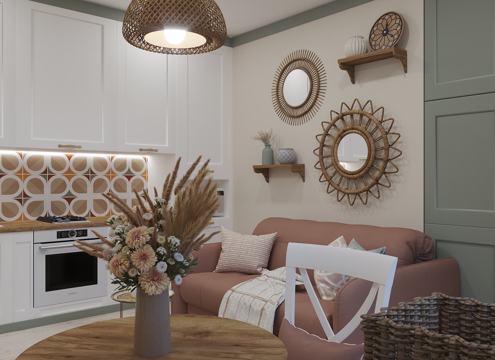 Однокомнатная квартира в стиле Бохо