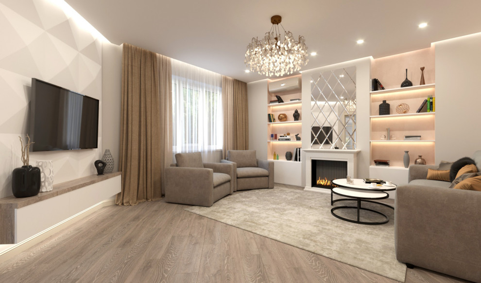 Кухня - гостиная в коттедже