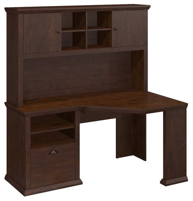 Bush Furniture Yorktown Corner Desk With Hutch Antique Cherry