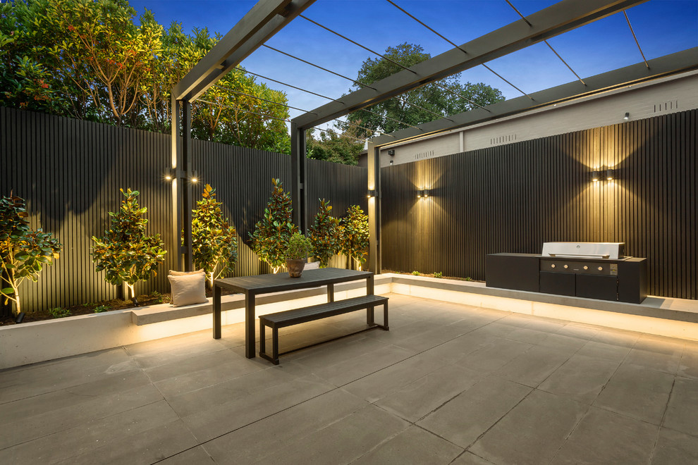 Inspiration for a large contemporary backyard patio in Melbourne.