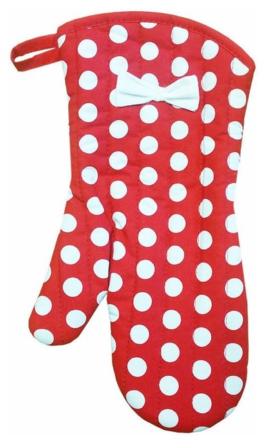 Red And White Polka Dot Oven Mitt Contemporary Mitts Red And White Polka Dot Oven Mitt