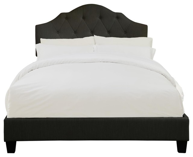 Pulaski Queen All In One Scalloped Tufted Upholstered Bed Dupree Steel