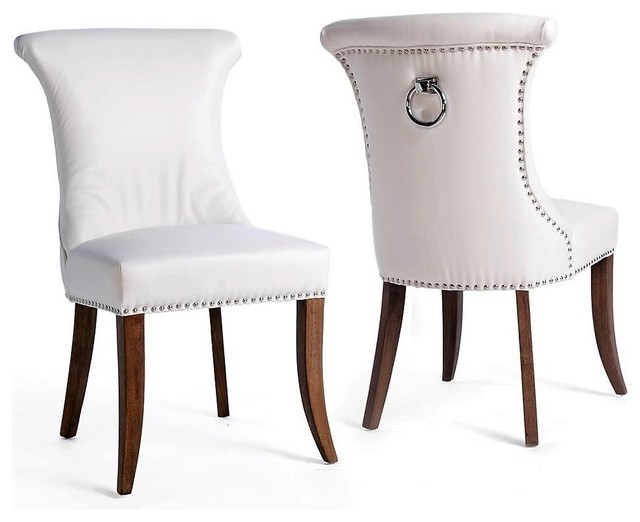 Elegant White Dining Chairs, Set of 2 - Transitional - Dining Chairs