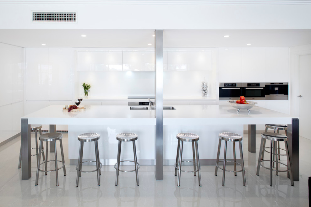 Photo of a contemporary kitchen in Sydney with stainless steel appliances.