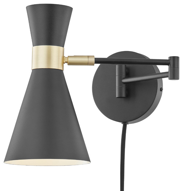 Beaker Plug In Wall Sconce Midcentury Swing Arm Lamps By Light Society Houzz - Plug In Wall Light Sconces