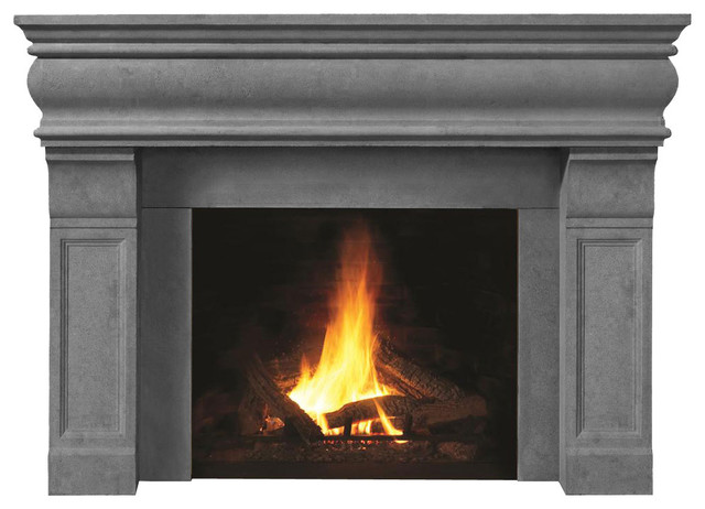 Fireplace Stone Mantel 1106.511 With Filler Panels, Gray, No Hearth Pad