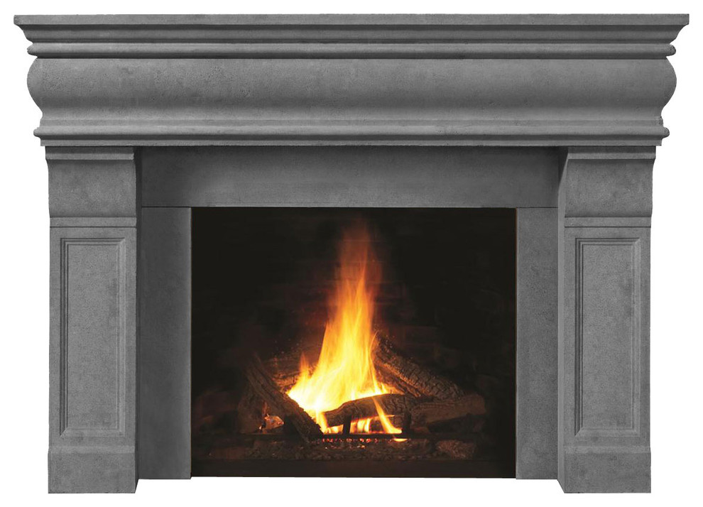 Fireplace Stone Mantel 1106.511 With Filler Panels, Gray, No Hearth Pad