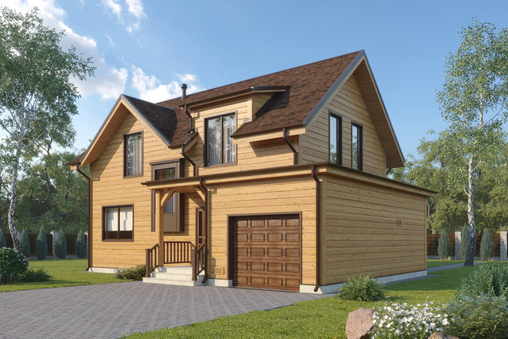 Деревянный дом с гаражом