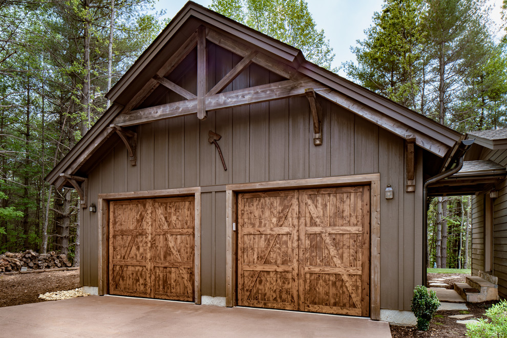 Example of a mid-sized mountain style detached two-car carport design