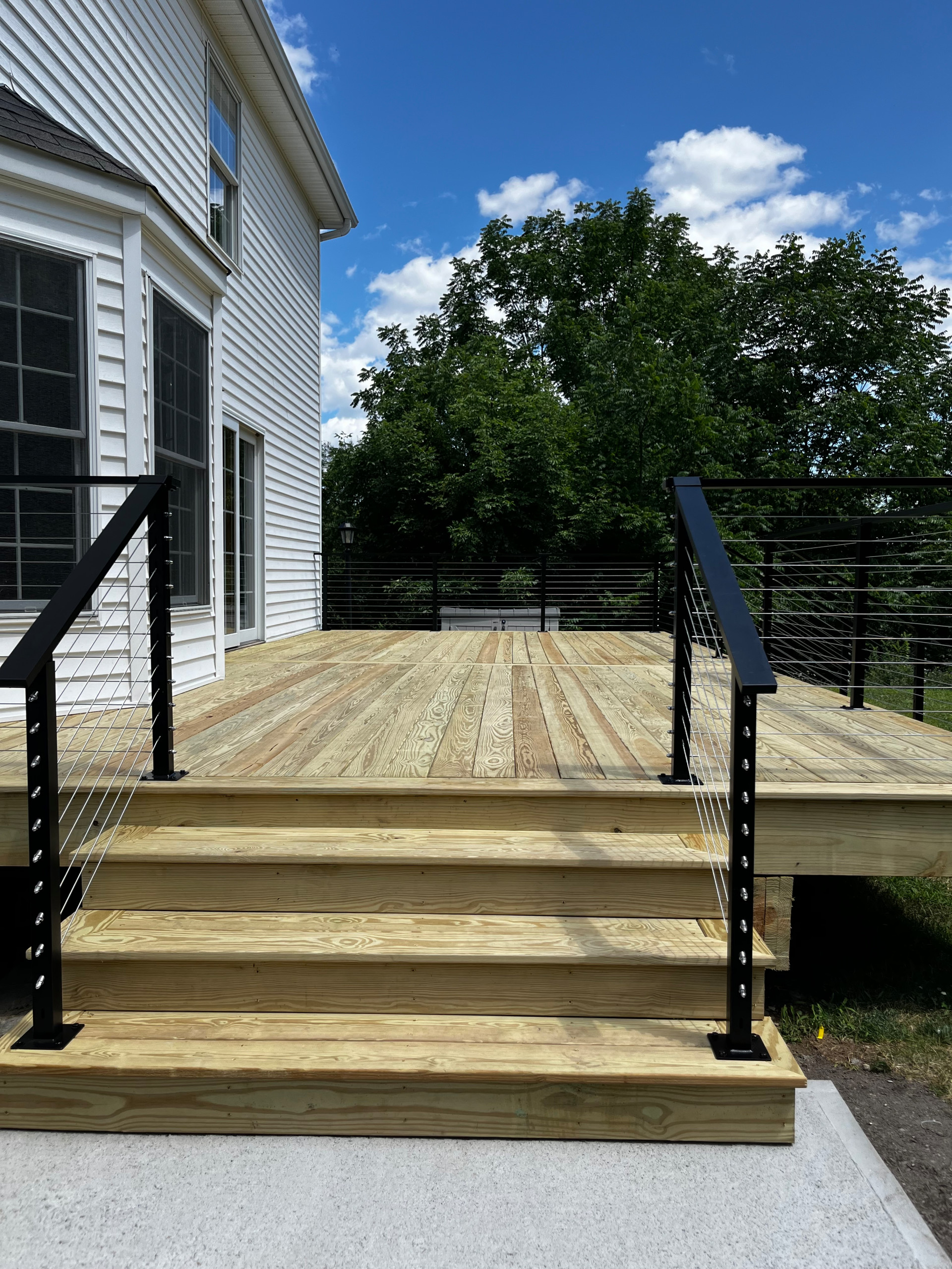Pressure Treated Wood  Deck with Cable Rail System