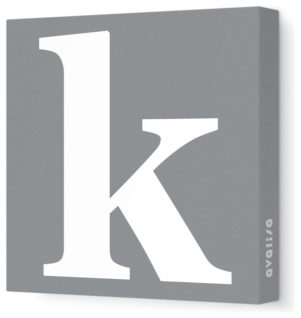 Letter - Lower Case 'k' Stretched Wall Art, 18" x 18", Gray