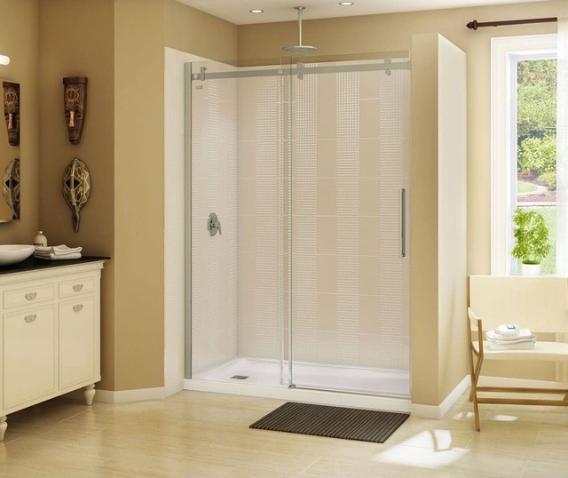 MAAX Halo Frameless Slider Alcove Shower Door with Clear Glass