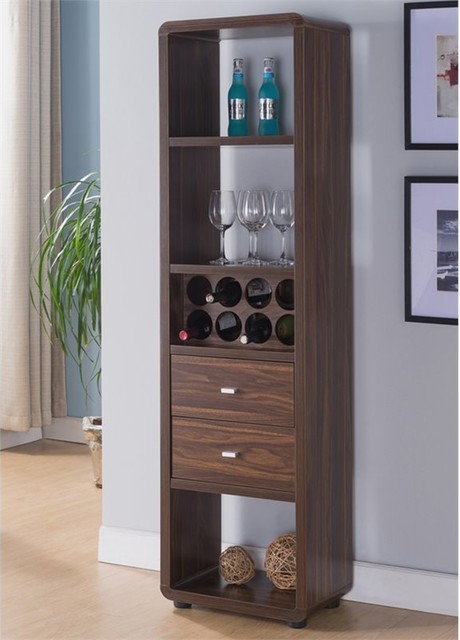 Furniture Of America Lionell Standing Wine Cabinet In Dark Walnut