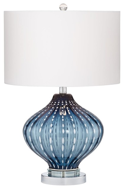 Pacific Coast Jewel Of The Sea Smoke Blue Art Glass Table Lamp