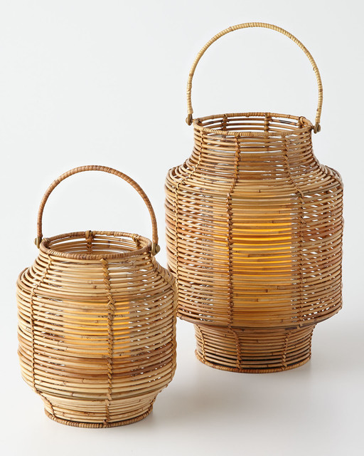Rattan Lantern Contemporary Candleholders by Neiman Marcus