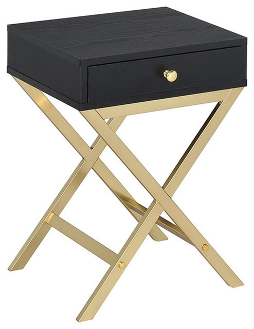 Acme Coleen Side Table Black And Brass