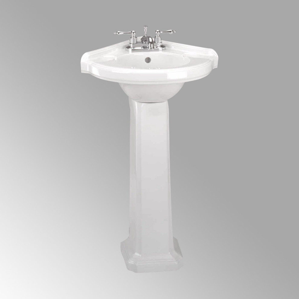 Portsmouth 22 Corner Pedestal Combo Bathroom Sink In White