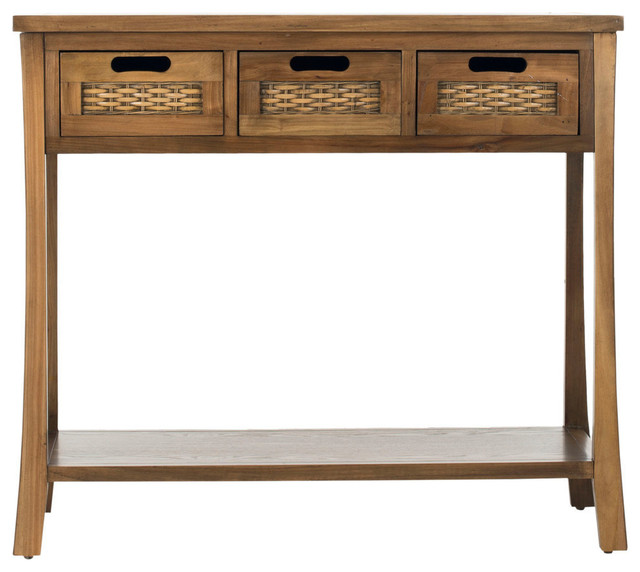 Safavieh Autumn 3 Drawer Console Table Oak Safavieh Autumn 3 Drawer Console Table Oak
