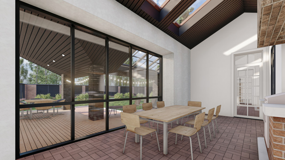 Жилой дом с мансардой, пристроенным банным комплексом и гаражным комплексом