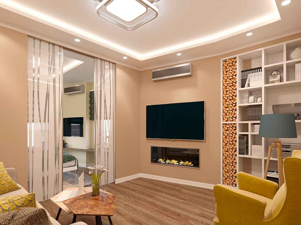 Гостиная комната с камином