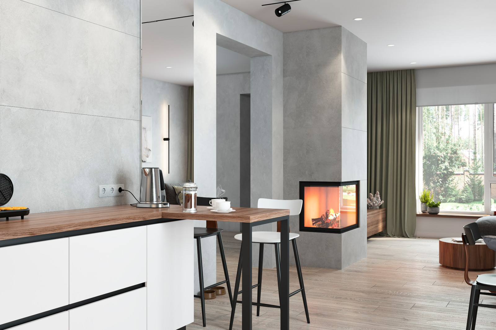 Кухня-гостиная в загородном доме