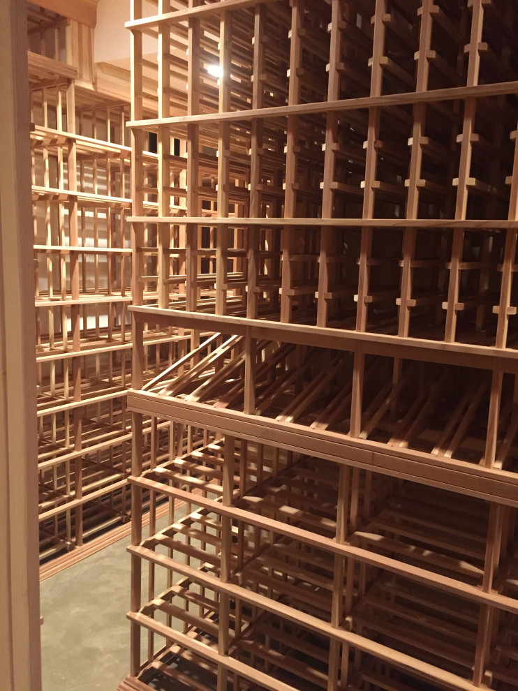 This is an example of a scandi wine cellar in Charleston.