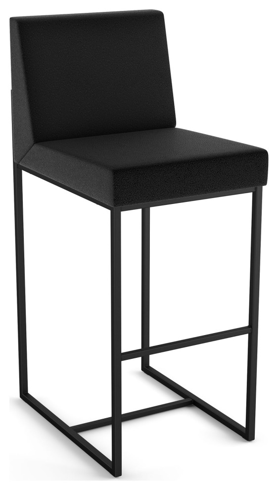 Amisco Derry Counter and Bar Stool, Charcoal Grey Boucle Polyester / Black Metal, Bar Height