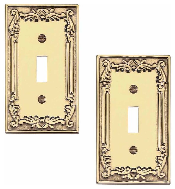 2 Victorian Switch Plate Single Toggle PVD Solid Brass Transitional