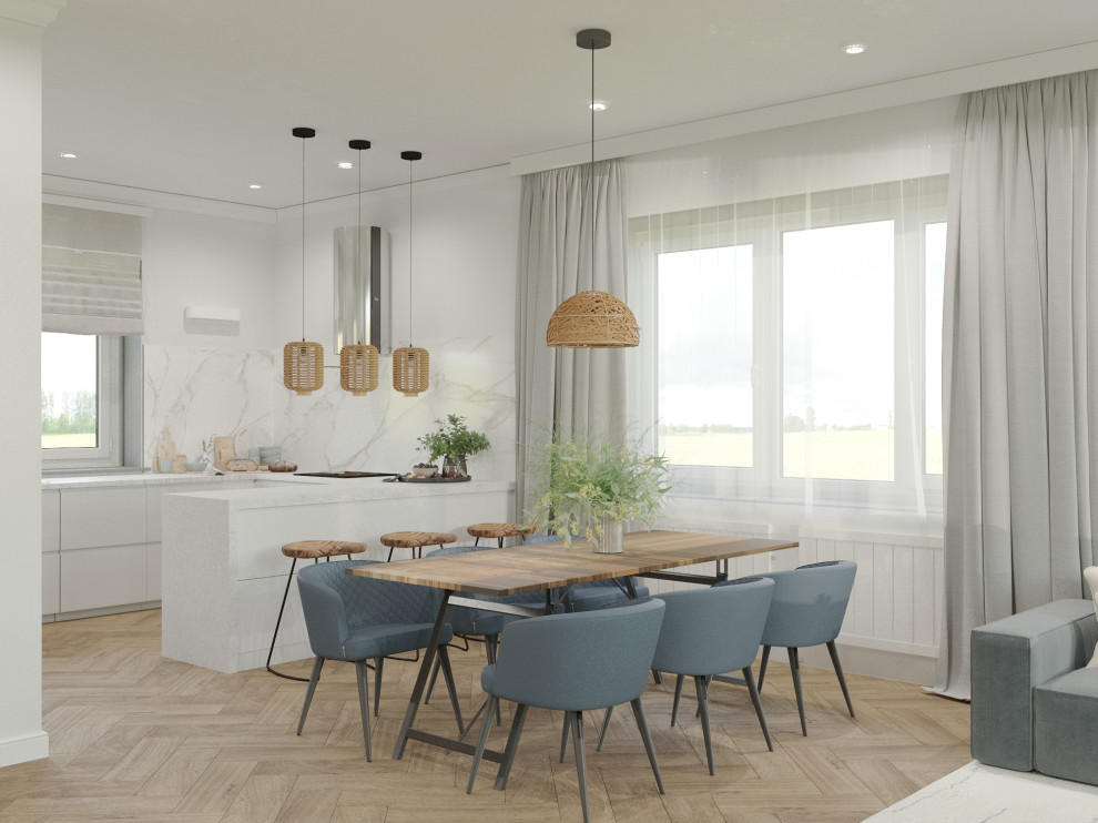 Проект кухни-гостиной в частном доме