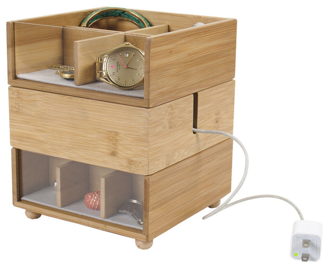 Stackable Bamboo Valet Contemporary Dresser Valets And Organizers