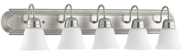 Bathroom Vanity 5-Light With Satin Nickel Finish Medium Bulbs 36" 500W