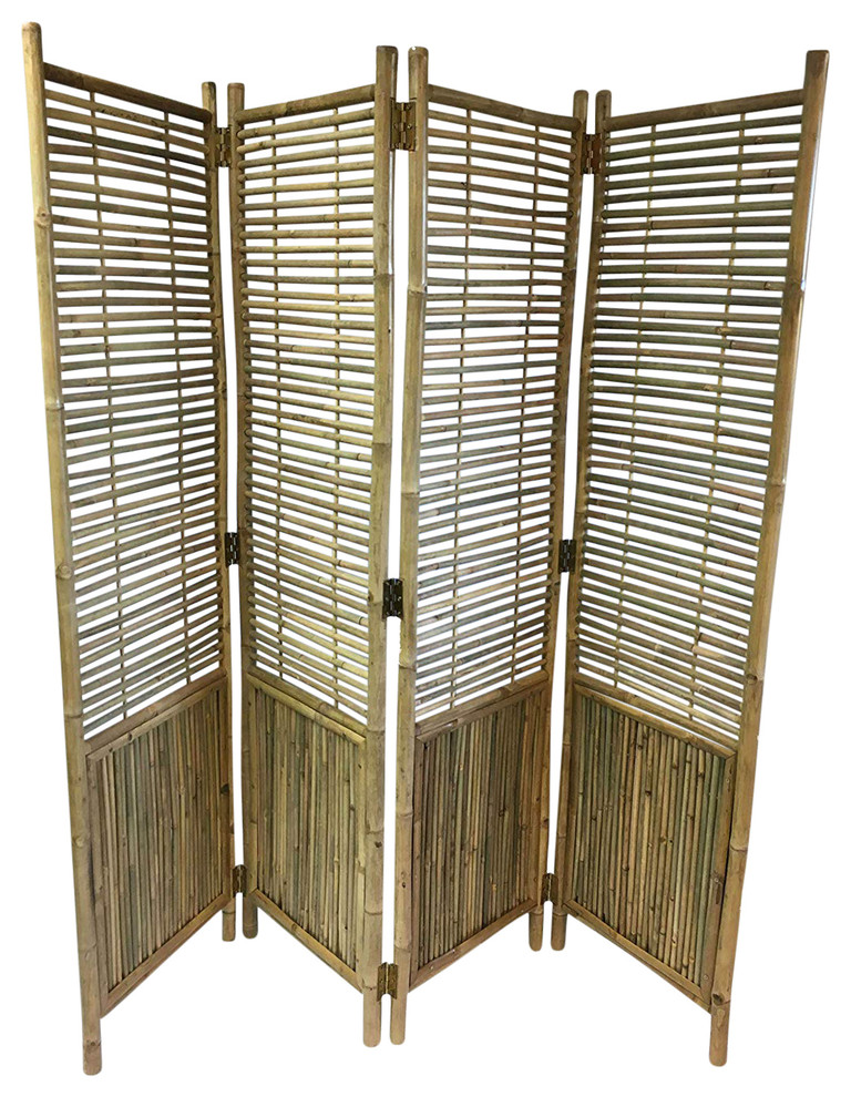 Bamboo Screen, 4 Panel Self Standing Screens, 72"W x 72"H