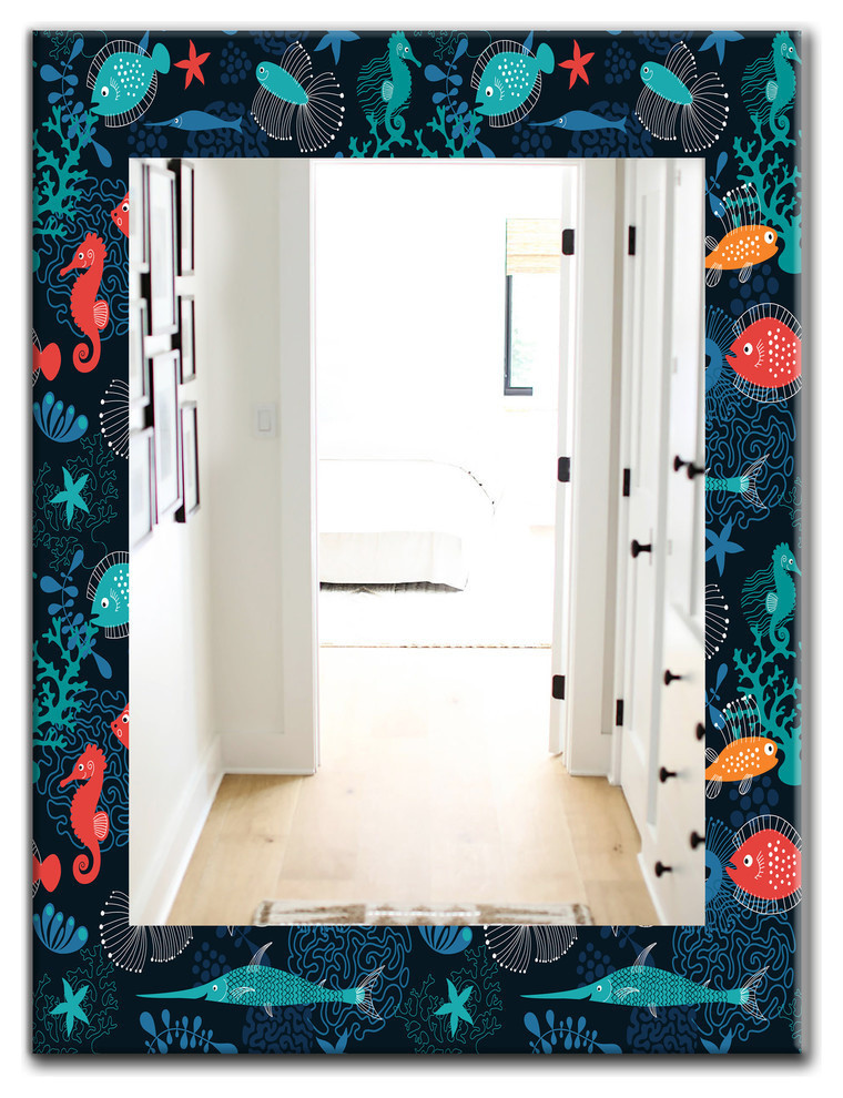 Designart Costal Creatures 2 Traditional Frameless Vanity Mirror Beach Style Bathroom Mirrors By Design Art Usa