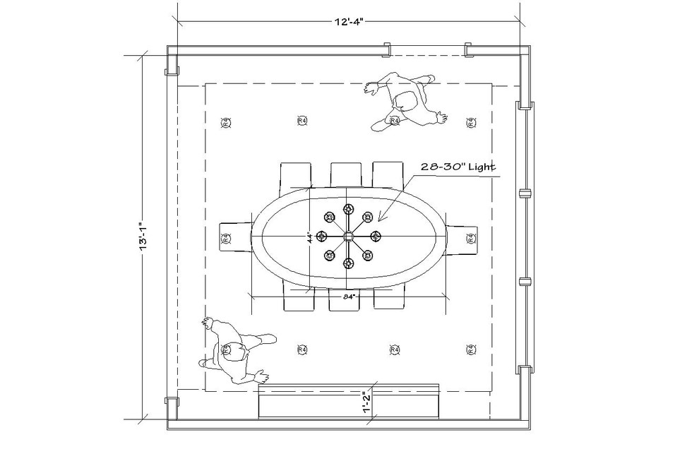 What size dining tables work well in a 12x12 dining room? Round, recta
