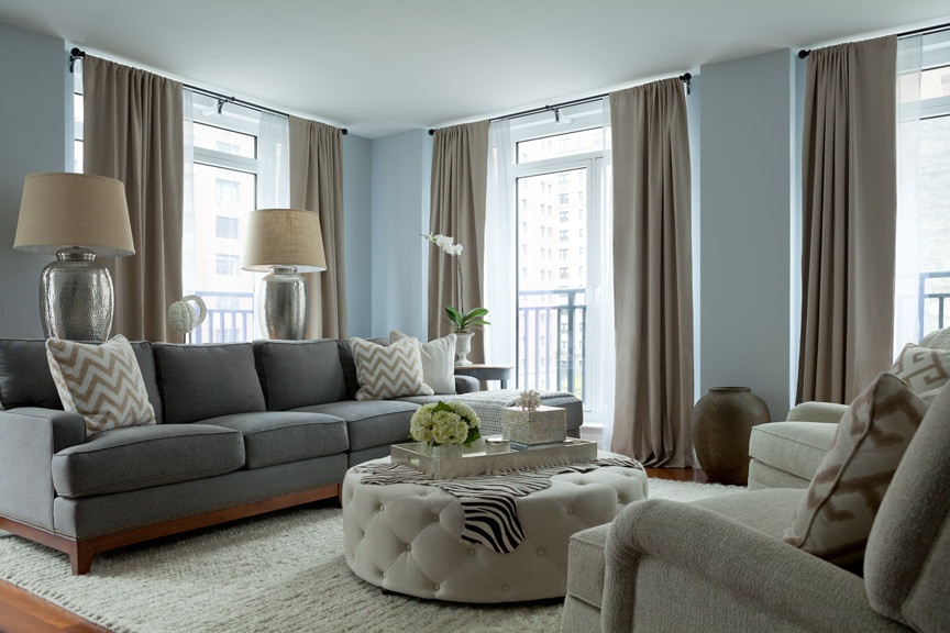 Design ideas for a transitional living room in New York.