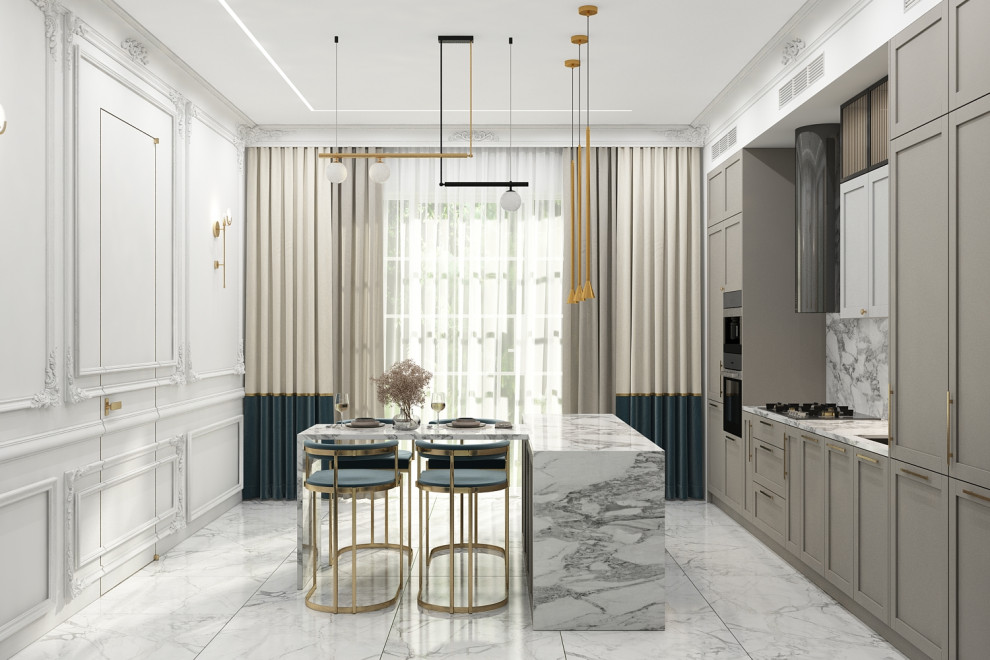 Светлая кухня в частом доме