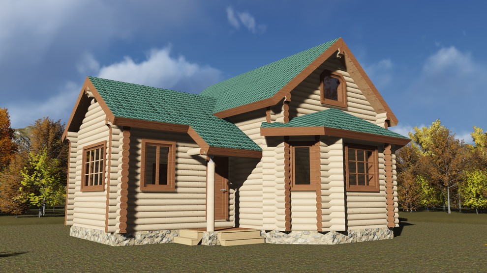 Дом-баня 75м2 из бревна 220мм — проект 156