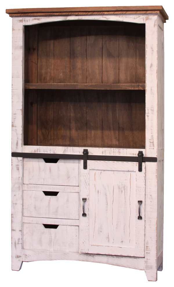 Greenview Sliding Door Bookcase, Distressed Wood Bookcase With Doors