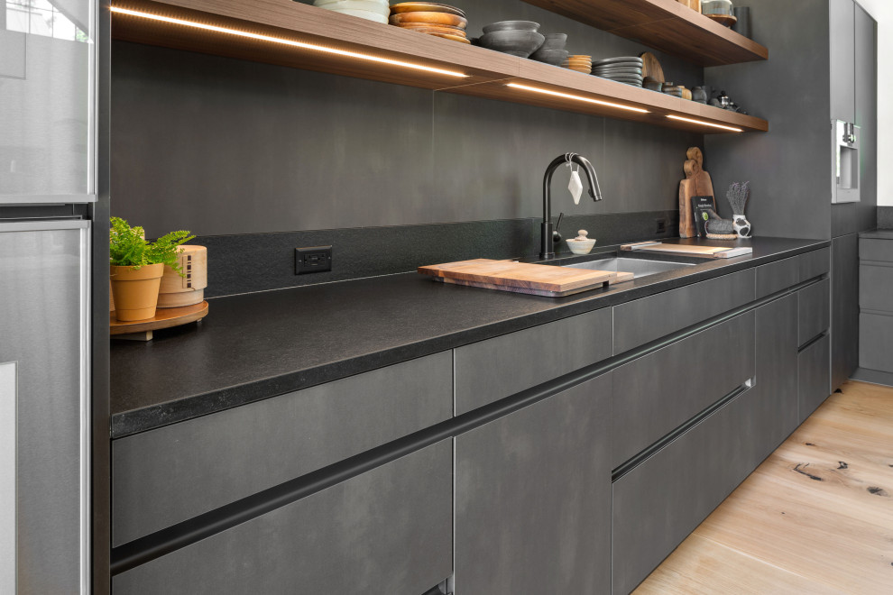 Example of a mountain style kitchen design in New York