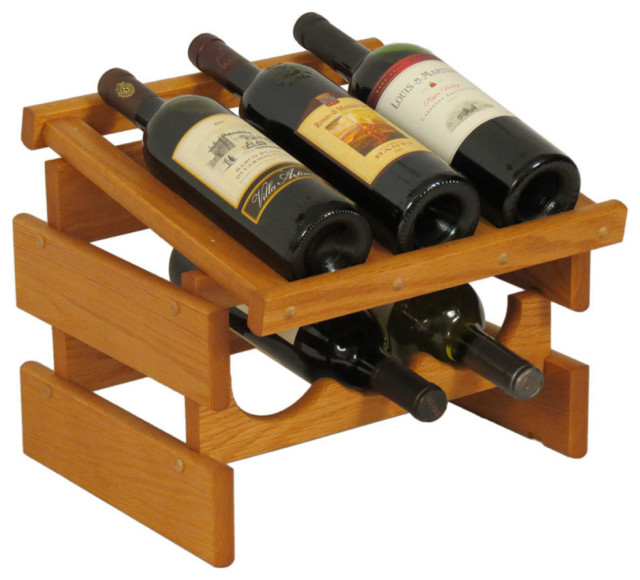 Wooden Mallet Dakota 2 Tier 6 Bottle Display Wine Rack in Medium Oak