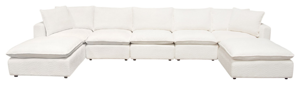 Ivy 7-Piece Dual Chaise Sectional in White Faux Shearling by Diamond Sofa