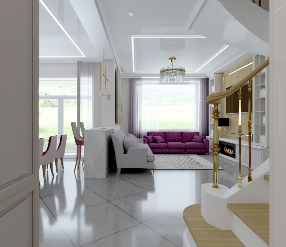 Загородный дом в подмосковье. Гостиная.