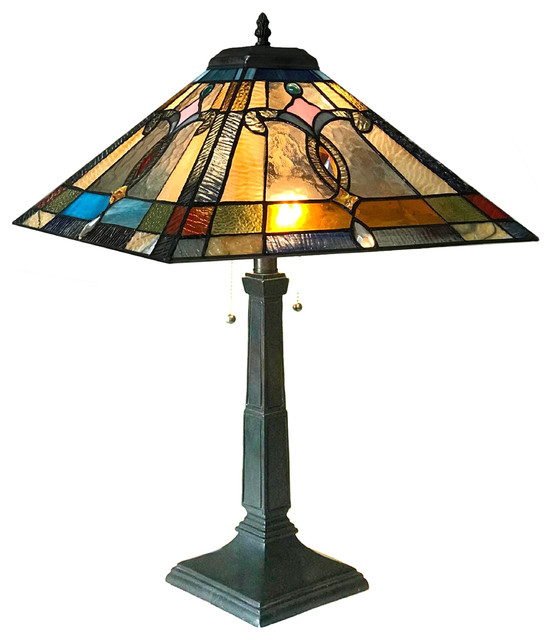 CHLOE Lighting JONATHAN Mission 2-Light Antique Dark Bronze Table Lamp 16"