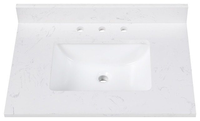 31" Cala White Engineered Stone Top, Rectangular U.Sink - REPLACEMENT PART