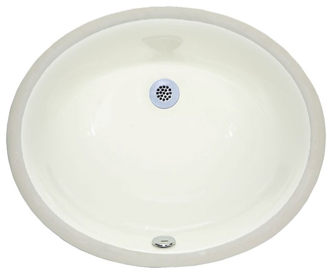 Ryvyr Undermount Sink, 18" Oval Vitreous China, Linen Contemporary