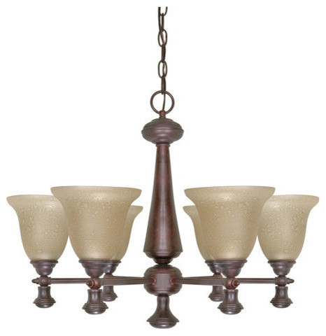 Mericana 6 Light - 26" Chandelier With Amber Water Glass