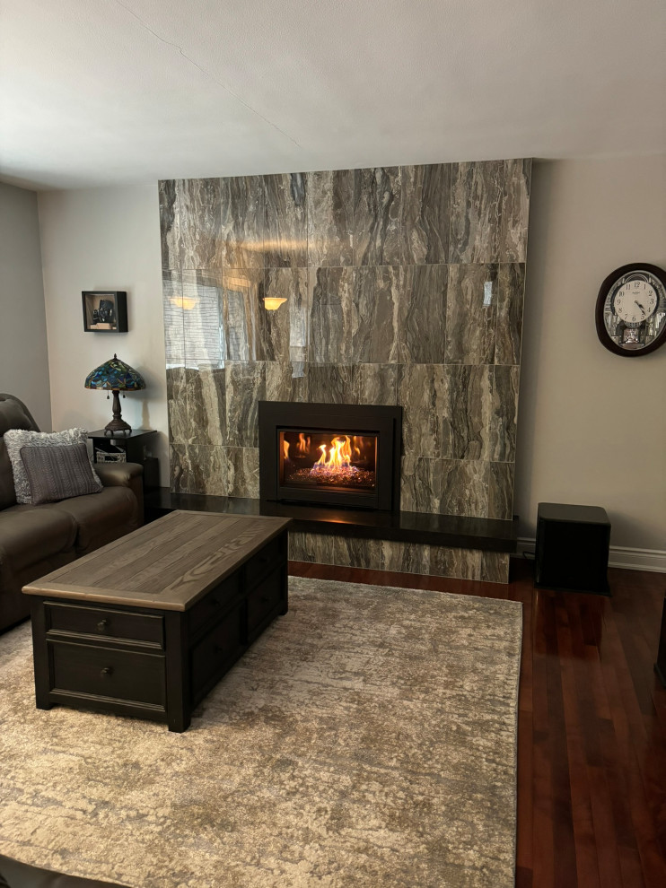 Beautiful 12x24 tile Fireplace Design Implementation