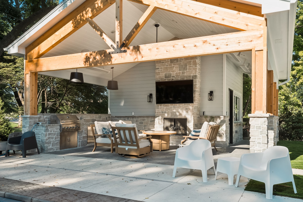 Outdoor Kitchen, Sitting Area and Fireplace