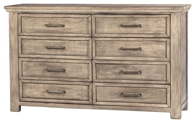 66 Lisandro Dresser Hardwood Distressed Antique Beige Metal