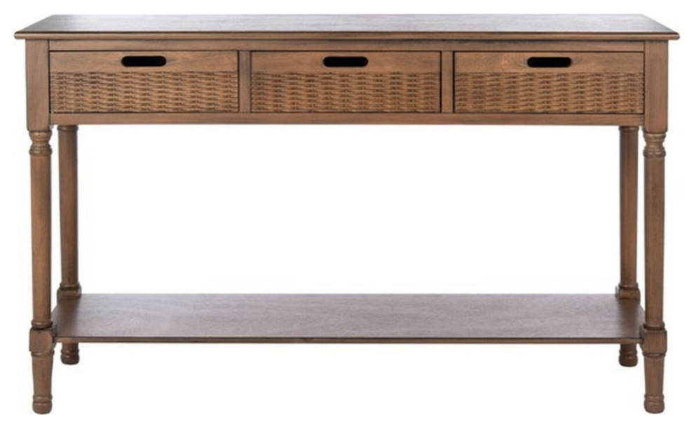 Gracyn 3 Drawer Console, Brown Tropical Console Tables by Rustic